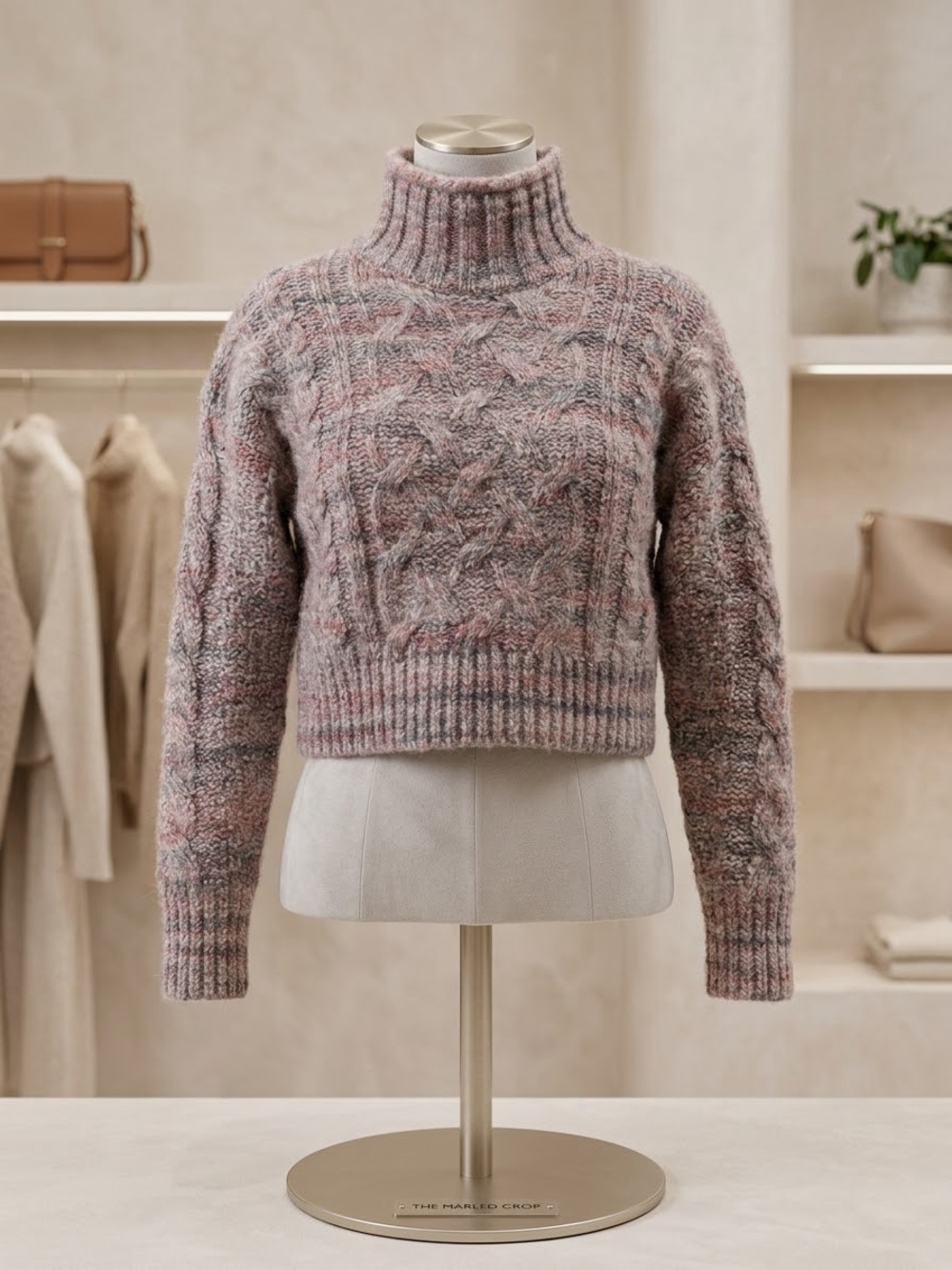 GAP Men's Cable Turtleneck Sweater in Brown and Marled Hues